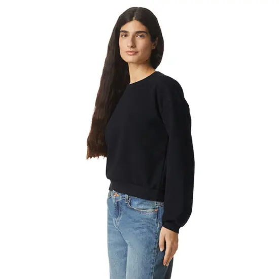 American Apparel&reg; Ladies ReFlex Fleece Crewneck Sweatshirt BLACK {5}