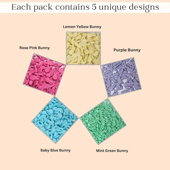 Assorted pack of 5 Parrot Green, Yellow, Pink and Sky Blue Easter Bunny I Cookies, Desserts & cupcake Decorating | Edible Sprinkles Mix for Baking & Cake Decorative {2}