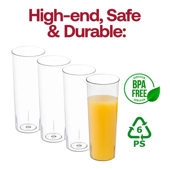 Clear Round High Ball Disposable Plastic Cups - 10 oz. (250 Cups) {4}