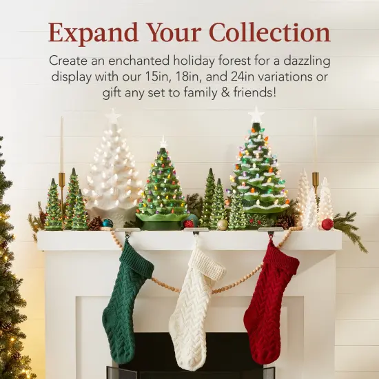 Best Choice Products 24in X-Large Pre-Lit Ceramic Christmas Tree Decor w/ 74 Bulbs, LED Light Green {6}