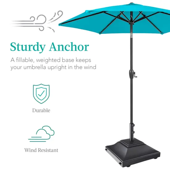 Best Choice Products Mobile Umbrella Base, Fillable Heavy-Duty Market Stand w/4 Wheels, 2 Locks, 120lb Capacity Black {3}