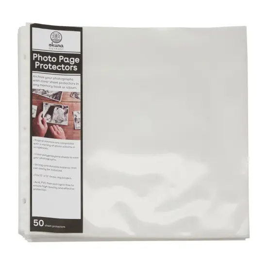 50-Pack 12x12 Scrapbook Refill Pages, Protective Sleeves, Page Protectors for Memory Books, Hole Punched, Durable Plastic Material (Clear, 0.16 mm Thick) Bulk Pack {6}