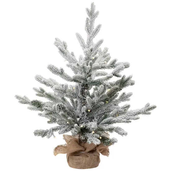 Northlight Real Touch&trade; Pre-Lit B/O Tamarack Pine Artificial Christmas Tree with Burlap - 2' Warm White LED Green {3}