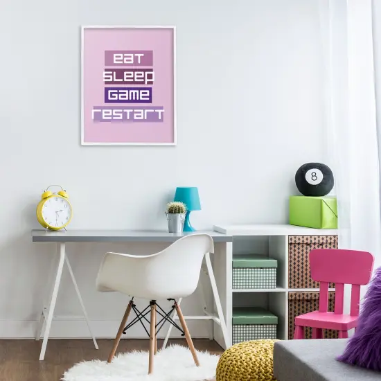 Stupell Industries Eat Sleep Game Restart Framed Giclee Design by Yass Naffas Designs {2}