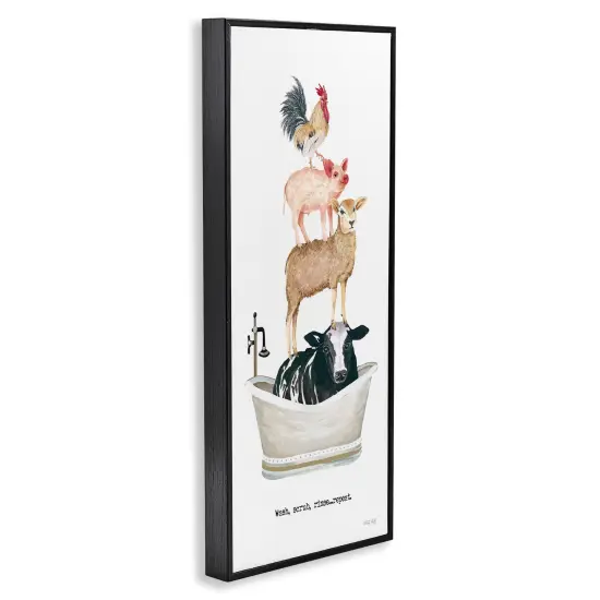Stupell Industries Wash Scrub Rinse Animals Framed Giclee Art Black Frame {3}