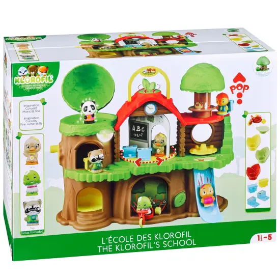 Timber Tots: The Klorofil's Schoolhouse - 13pc Nature Toy Playset, 3 Animal Figurines & Accessories, Rotate-Snap-Crank Features, Kids & Toddlers 18Mo+ {1}