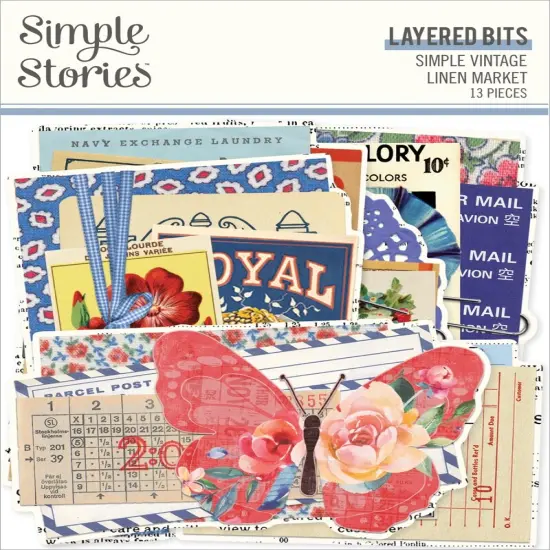 Simple Vintage Linen Market Bits & Pieces 13/Pkg-Layered {1}