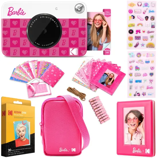 Kodak x Barbie Printomatic Instant Print Camera + Case, Photo Album, Zink Paper & More -Bundle {1}