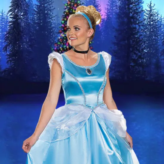 Womens Deluxe Cinderella Costume With Pale Blue Gown And Choker Necklace Women&rsquo;s Extra Large Fits US Sizes 14-16 {2}
