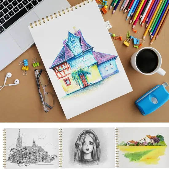 9 x 12 inches Sketch Book, Top Spiral Bound Sketch Pad, 1 Pack 60-Sheets (68lb/100gsm), Acid Free Art Sketchbook Artistic Drawing Painting Writing Paper for Kids Adults Beginners Artists, Sunfowers {3}