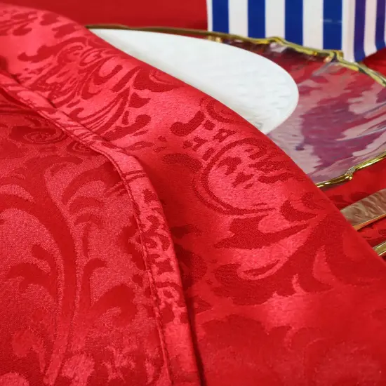 Apple Red Floral Damask Jacquard Banquet Chair Cover Elegant Polyester Fabric {4}