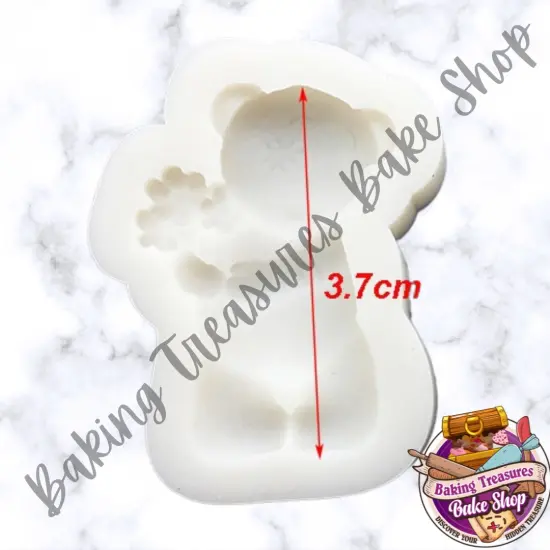 Teddy bear with flowers Silicone Mold {2}