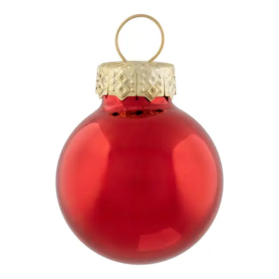 Northlight 2-Finish Mini Christmas Glass Ball Ornaments - 1" (25mm) - Red - 24ct {7}
