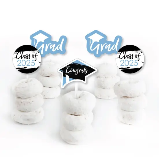 Big Dot of Happiness Light Blue 2025 Graduation Party - Dessert Cupcake Toppers - Clear Treat Picks - Set of 24 {3}