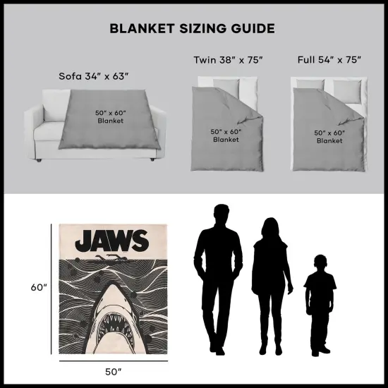 Universal Jaws Silk Touch Sherpa Throw Blanket Duotone Poster {6}