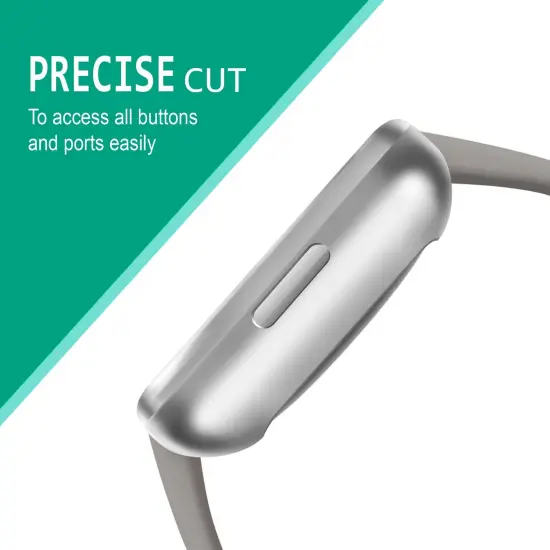 Screen Protector compatible with Fitbit Versa 2 Smartwatch, with Soft TPU Rubber Protective Case All Around Shockproof Bumper Full Cover, Clear/Silver by Insten {6}