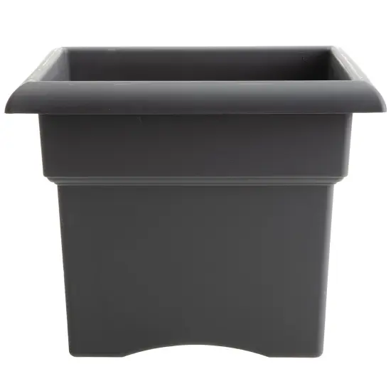Bloem Veranda Square Deck Box Planter: 18" - Charcoal - Matte Finish, Weatherproof Plastic, Optional Drainage Holes, For Indoor and Outdoor Use, Gardening, 9 gallon capacity {1}