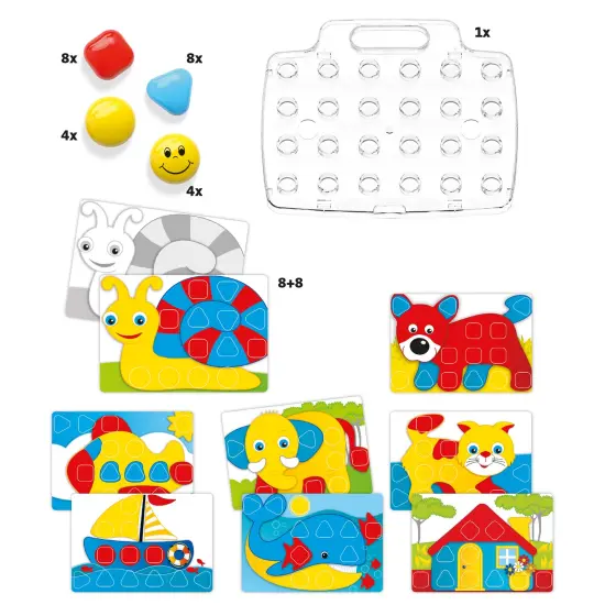 Quercetti: Fantacolor Baby - 33pc Button Color Matching Game, 3D Mosaic Pegboard Image Toy, STEM Preschool Learn & Play Activity, Toddler-Kids 18mo+ {7}