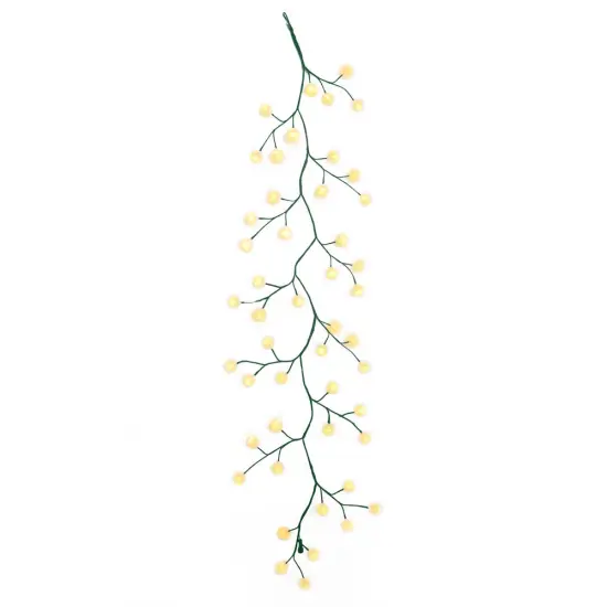 Kurt Adler 6-Foot Green Garland with 48 Warm White LED Lights and White Ball {1}