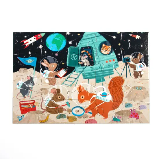 eeBoo: Space Exploration - 20 Piece Puzzle - 15 x 11" Kids Jigsaw, Oversized Glossy High-Quality Pieces, Animals On The Moon, Preschool Puzzle, Age 3+ {4}