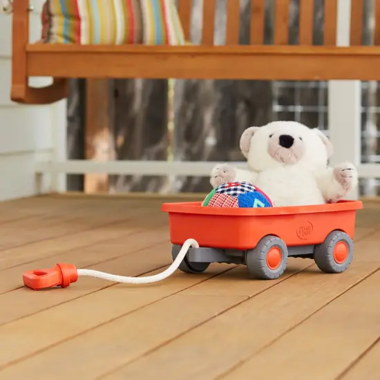 Green Toys: Wagon - Orange - Garden Toy Vehicle, Sturdy Pull Along Rope Handle, Indoor-Outdoor Pretend Play, Recycled Material, Kids-Toddlers 18mo+ {7}