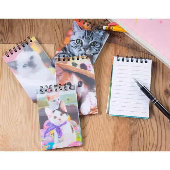 Juvale Cute Cat Mini Notebook, Spiral-Bound Notepad, Kitten Party Supplies (55 Sheets, 24 Pack) Multicolor {2}