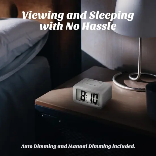 Electric Digital Alarm Clock with LED Large Display, Battery Powered, Backlight & Snooze Function - Lightweight Plastic Design (Requires 2x AA Batteries) {5}