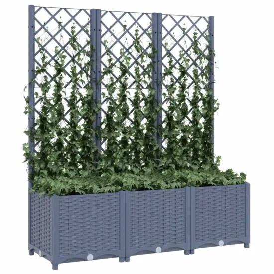 vidaXL Garden Planter with Trellis Dark Gray 47.2x15.7x53.5 PP {3}