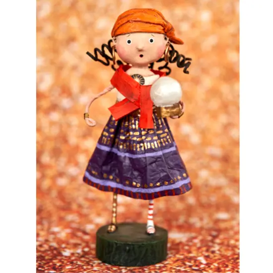 Lori Mitchell 6.25 In Gypsy Rose Halloween Figurine , Lightweight Halloween Decor Fortune Teller Halloween Orange {3}
