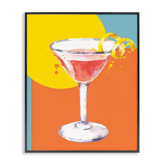 Stupell Industries Modern Cocktail Lemon Peel Framed Giclee Wall Art Design by Susan Jill {1}