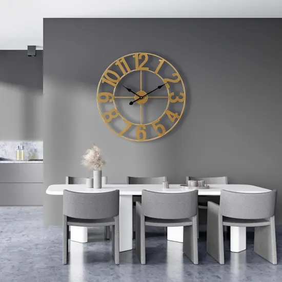 Sorbus Large Wall Clock - 24-inch Decorative Numeral Wall Clock - Battery Operated Analog - Living Room and Kitchen D&eacute;cor Gold {5}