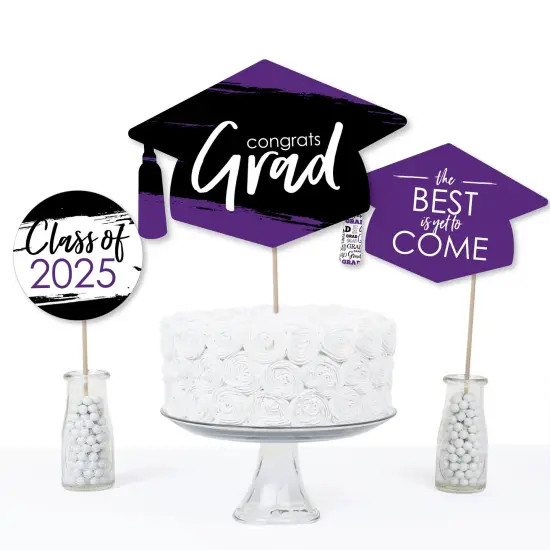 Big Dot of Happiness Purple 2025 Graduation Party Centerpiece Sticks - Table Toppers - Set of 15 {6}