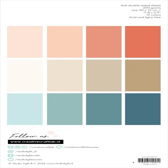 Studio Light Essentials Unicolor Paper Pad 11.8"X5.9" 24/Pkg-Nr. 151, Aurelia {2}