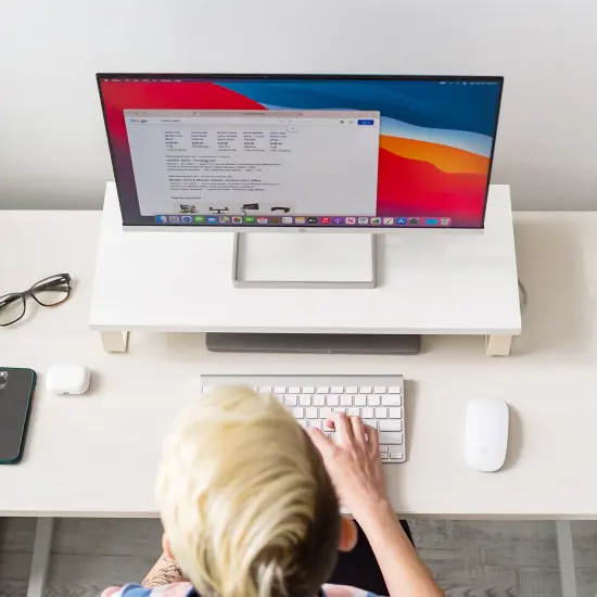 IRIS USA 1 Tier Computer Monitor Stand for Desk White {5}