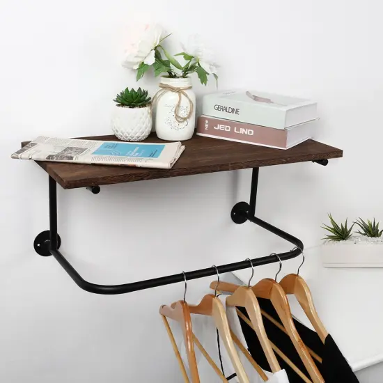 Wall-Mounted Coat Rack Shelf, Wall-Mounted Clothing Rack {4}