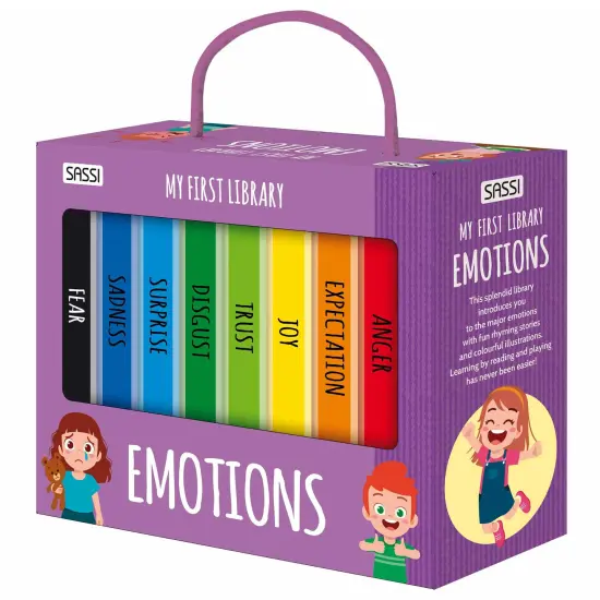 Sassi: My First Library - Emotions- 8 Cardboard Mini-Book Set, Feelings Development, Rhyming Stories, Portable Box, Read-Learn-Play, Kids-Toddlers 2+ {1}