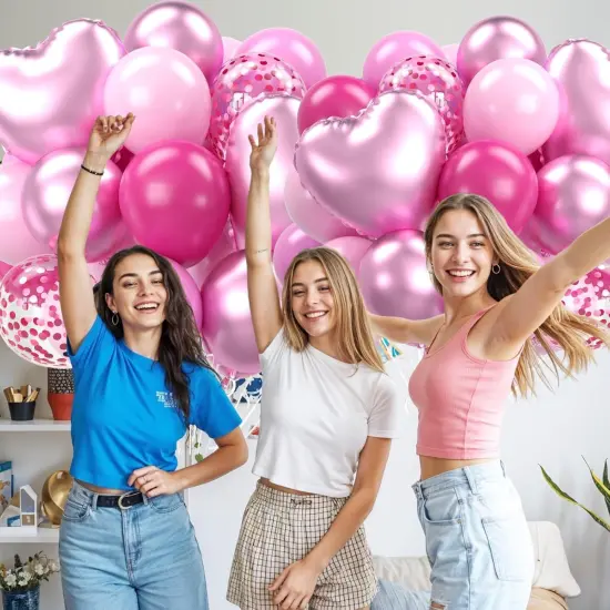 12 Inch 50Pcs Hot-Pink Pastel Balloon (Pink Heart) {4}
