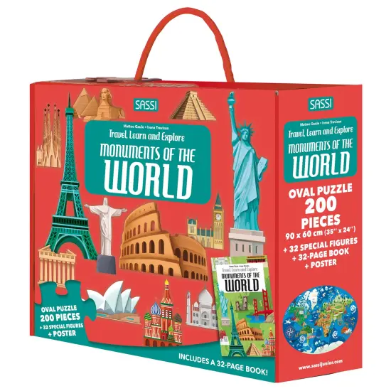 Sassi: Travel, Learn & Explore - Monuments Of The World - 200pc Puzzle, 32pg Facts Book, 32 Special Figures, Poster, UNESCO, Educational Set, Kids 6+ {1}