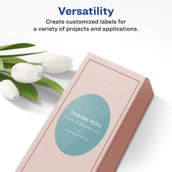 Avery Glossy White Oval Labels with Sure Feed, 4.25" x 2.5" {2}