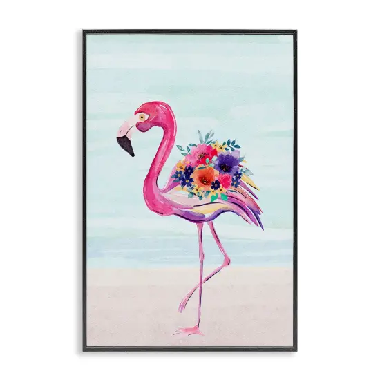 Stupell Industries Floral Flamingo Beach Framed Giclee Wall Art Design by JJ Design House LLC {1}