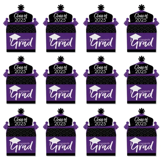 Big Dot of Happiness Purple Grad - Best is Yet to Come - Treat Box Party Favors - 2025 Purple Graduation Party Goodie Gable Boxes - Set of 12 {6}