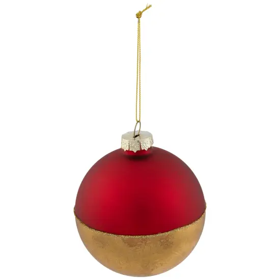 Northlight 3.5" Red and Gold Glass Ball Christmas Ornament {5}