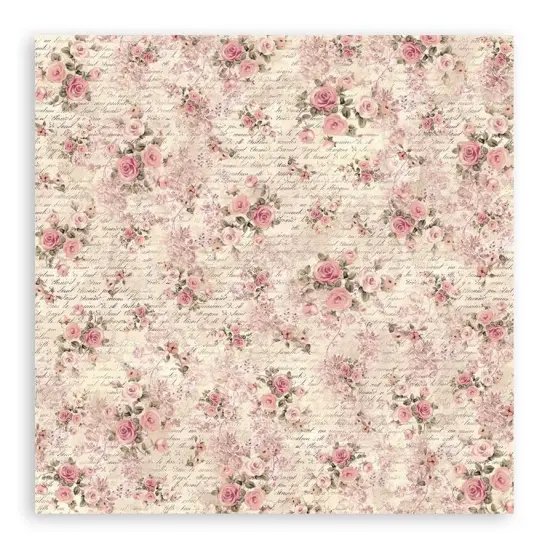 Stamperia Polyester Fabric 12"X12" 4/Pkg-SHABBY ROSE {5}