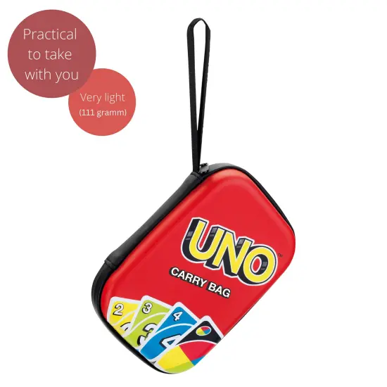 UNO Carry Bag - Card Game Accessory, 6.1 x 4.3", Waterproof Zip Case w/ Strap, Organize & Protect Cards, Travel & Storage, Game Not Included, Kids 3+ {7}