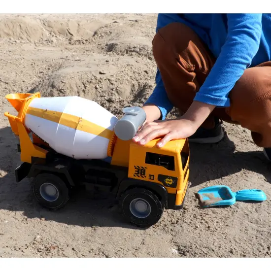 Mighty Wheels: 16" Mighty Cement Mixer Truck - Sounds Construction Toy Vehicle, Realistic Side Crank Spinning Drum, Indoor-Outdoor Play, Kids Ages 3+ {7}