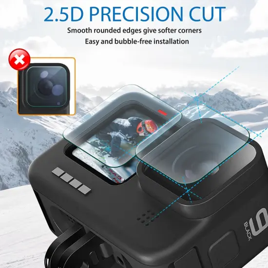 Insten 6 Pcs Screen Protector Compatible with GoPro Hero 9 Black, Ultra Clear HD Tempered Glass Screen Protector for Lens, Small Front Display {7}