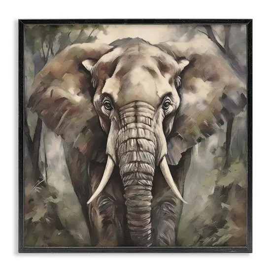 Stupell Industries Grey Elephant Portrait Framed Giclee Wall Art Design by Noah Bay {1}