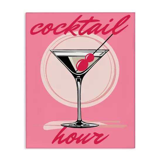 Stupell Industries Cocktail Hour on Pink Canvas Wall Art Design by Elizabeth Medley {1}