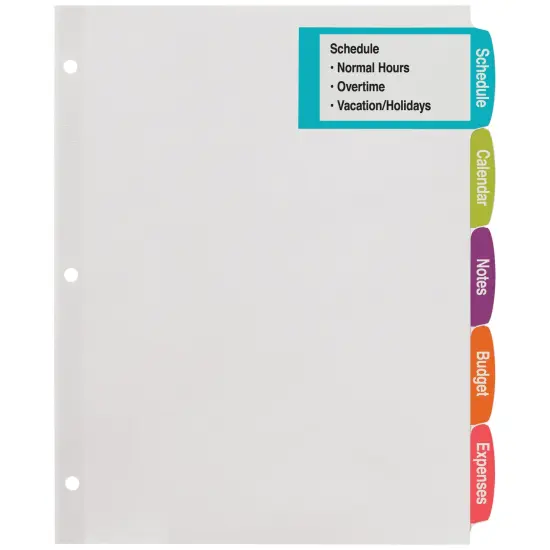 Avery Big Tab Printable Large White Label Dividers, 5-Tab with Easy Peel Labels, Dividers for 3 Ring Binders, 20 Sets (14440) {6}