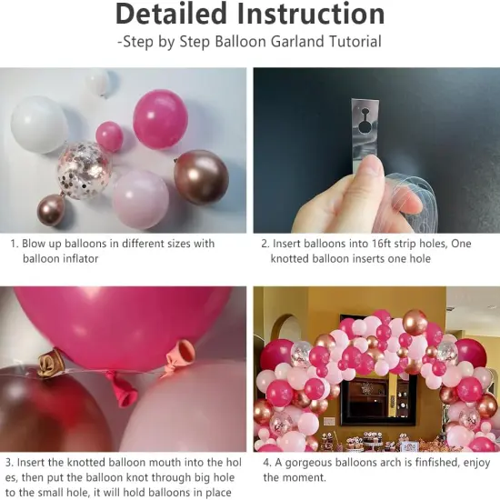 114 Pcs Hot Pink and White Balloons (Hot Pink and White（114pcs) {4}